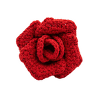 Hand-Knit Red Crochet Rose Bloom Head