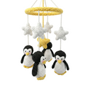 Handmade Crochet Penguin Baby Mobile with Stars – Amigurumi Nursery Decor