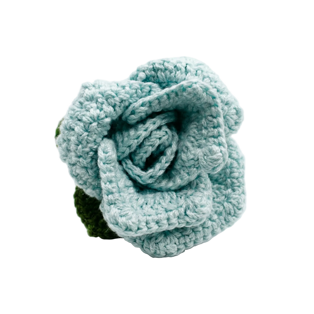 Hand-Knit Red Crochet Rose Bloom Head